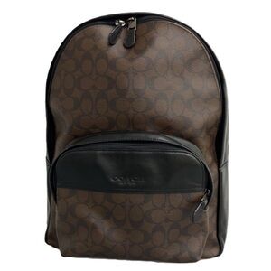 Coach Leather Houston Signature Brown and Black Canvas Backpack